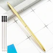 1-6支装金属旋转圆珠笔，银色、金色、玫瑰金亮面，适合作为毕业礼物、酒店礼品、母亲节礼物、婚礼礼物和DIY礼物，多种颜色可选，实用性强，适用于办公室、学校和家庭使用。 - 細筆 - 查看 13