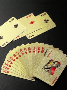 1 Set Matte Gold Dragon PVC Playing Cards, Hardened Waterproof Card Deck, Suitable For Valentine's Day, Thanksgiving, Christmas, Halloween, New Year Celebrations - Gold - View 11