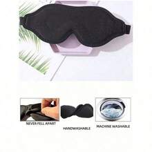 1PC Solid Color Eye Mask, Simple Black Sleep Mask, Suitable For Family, Travel, Bedroom, Travel, Office, School, And Back To School Supplies - Black - 查看 7