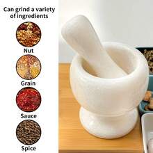 High-Quality Natural Marble Grinder, Manual Black And White Dual-Color Spice, Garlic, And Salt Grinding Bowl - Concrete Mortar Set - Multicolor - View 6