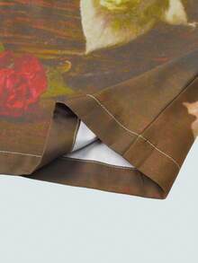 Modcrash Men's Summer Short Sleeve Polo Shirt With Rose Print, Fashion Blouse Spring To Summer - Apricot - View 5