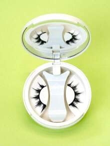 1 Pair CC Curled Magnetic Eyelashes Set, Includes Eyelash Applicator, Reusable, Natural Cartoon Style, Natural Pointed Cartoon Style Cat Eye Fluffy Soft False Eyelashes, False Eyelash Strips, Natural Soft Crossed Fluffy False Eyelashes, Natural Lengthening, Curled, Eye-Widening, Suitable For Women For Travel, Party, Etc., Natural Mixed Design Eyelash, Eyelashes, False Eyelashes - 黑色 5 - 查看 3