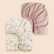 2pcs Baby Crib Bedsheet Set, Neutral Printed & Solid Color, Suitable For Newborn Boys & Girls, Essential For Spring/Summer, Great Gift - Multicolor - View 10