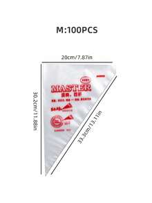 100pcs PE Pastry Bag, Simple Letter Graphic Multi-purpose Piping Bag For Baking - Red - View 6