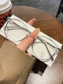 1件装 女士时尚休闲复古学院风圆形铆钉眼镜 - 彩色 - 查看 3