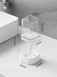 Adjustable Height Toothbrush Cup With Dust Cover, Bathroom Rinse Cup With Drainage And Storage Function, Suitable For Toothpaste, Electric Toothbrush, Bathroom, Kitchen, School, Unisex - Divided - View 14