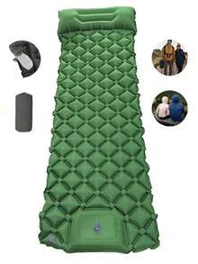 Colchón Hinchable para Acampada, Colchoneta Autohinchable con Bomba de Pie Portátil para Camping, Tienda de Campaña y Senderismo, Tamaño Individual y Doble, Material TPU Engrosado, Impermeable y Ultraligero, Colchoneta Antihumedad para Viaje, Picnic y Mochilero - Verde - Ver 10