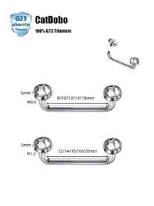 CatDObo 1 chiếc khuyên xỏ lỗ sâu bằng titan cấp độ cấy ghép, đính đá pha lê 14g, trang sức xỏ lỗ siêu nhỏ. - Thanh tạ bằng da thật, có lỗ thông hơi hình mỏ neo. - Xem 3
