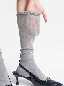 1双/3双装夏季百搭泡泡嘴过膝袜，透气宽松女袜 - 彩色 - 查看 10