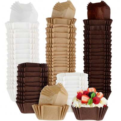 100pcs Square Paper Cupcake Liners, Disposable Baking Cups, Baking Paper Cups For Wedding, Baby Shower, Birthday, Bride Party Supplies