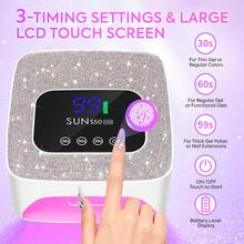 SUN S50 Rechargeable UV LED Nail Lamp With 57 LED Beads, Professional Curing Gel Nail Polish For All Types Of Gel - 黑色 - 查看 3
