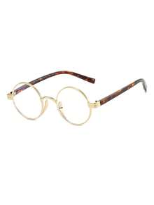 1 Pair Women's Gold Metal Frame Vintage Leopard Print Leg Casual Glasses - Gold - View 2