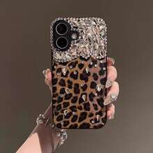 Cheetah, Leopard Print Luxury Leopard Print Rhinestone Studded Phone Case, Compatible With Iphone 17 Pro Max, 17 Pro, 17, 16 Pro Max, 16 Pro, 16, 15 Pro Max, 15 Pro, 15, 14 Pro Max, 14 Pro, 14, New 13 Pro Max, 13 Pro, 13, Exquisite Leather Bling Phone Case - Brown - View 2
