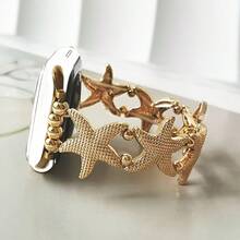 [Vacation Style Strap] 1pc Elastic Starfish Watch Band, Compatible With Apple Watch Bands 38/40/41/42/44/45/46/49mm, Zinc Alloy Stretch Strap, Suitable For Apple Watch Ultra 3/2/1 Series 1-11, Vacation Style Strap - Multicolor - View 8