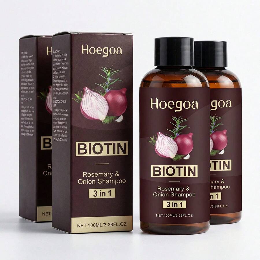 2-Pack Anti-Hair Loss Shampoo With Biotin Rosemary Onion Extract, Strengthens Hair, Reduces Breakage & Boosts Volume, For All Hair Types, 100ml Each - 2PCS - 查看 1