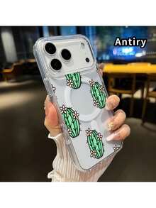 Funda protectora para iPhone 17 Pro Max, compatible con Air 16, 16E, 15 Plus, 14, 13, 12, 11, XS Max y XR. Esta funda de teléfono delgada con flores de cactus de colores es compatible con MagSafe y es una gran idea de regalo para la funda del Cactu. - Verde - Ver 8