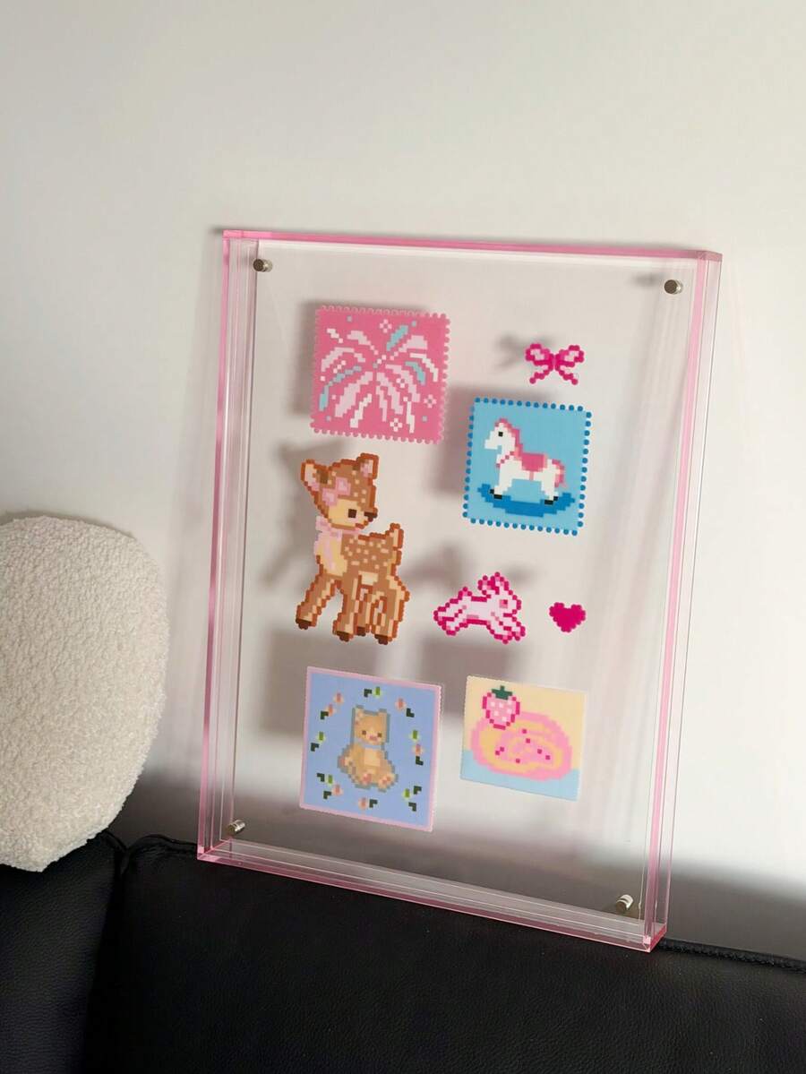 New Bead Storage Solution! Bead Craft Display Board Frame, Elegant DIY Desktop Decor - Pink (frame Only) - View 1