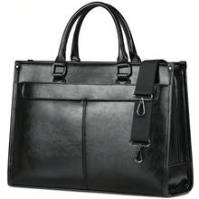 NEWHEY 男士商务包，A4尺寸兼容，求职包，大容量，面试包，独立电脑包，15.6英寸，公文包，双向手提，防水，适合商务、学校、工作、出差和日常使用。 - 黑色 - 查看 8