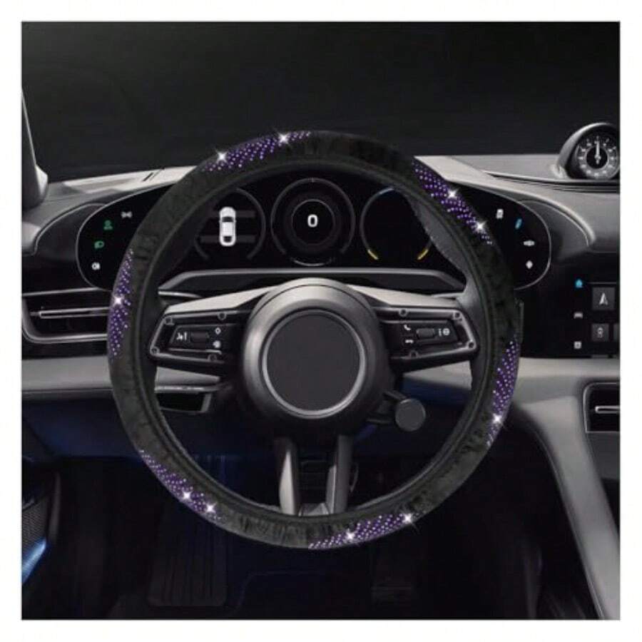 Bling Car Stee Weel Cover 15" Crystal Anti- Auto Stee Weel Tector Soft Eatable Veicle Inter Rative Tector Accessories Most Cars Purple - Purple - View 1