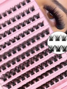 8-16mm D-Curl Cluster Lashes - Fluffy Natural Individual False Eyelashes, Soft & Lightweight DIY Lash Extension Kit Suitable For Beginners, Reusable, Includes Tweezers And Lash Brush - View 2