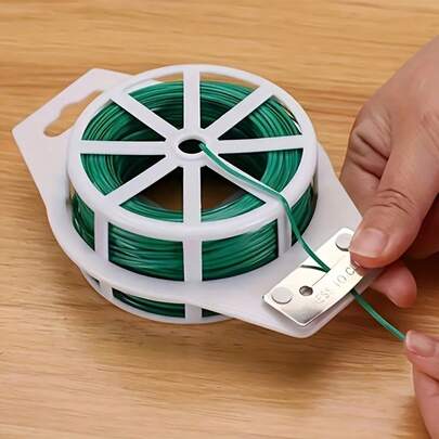 1pc Garden Plant Twist Tie With Cutter, 787.4inch Green Plastic Garden Plant Fasteners, Reusable Climbing Plant Support Ties, Gardening Supplies For Plant Training And Organizing