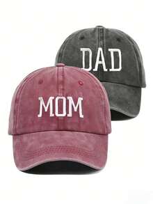 1/2pcs Embroidered "Dad/Mom" Classic Washed Baseball Cap, Suitable For Couples, Women Sun Hat, Trucker Hat, For Beach, Fishing, Party, Golf, Country, Birthday, Retro, Y2K Style, Gift For Friends,Holiday,Travel - Baseball Cap - View 5