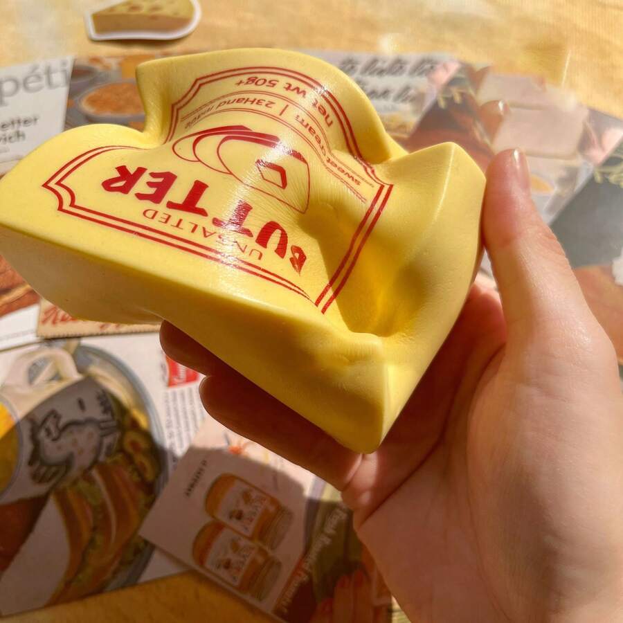 1块超柔软仿真黄油块，可挤压按压，慢回弹，逼真食物造型，减压玩具 - 彩色 - 查看 1