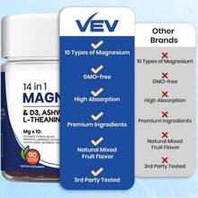 VPOAJ DeepCalm Magnesium Complex Gummies - Ashwagandha & L-Theanine Blend With D3 & Zinc, 90 Count - One - View 6