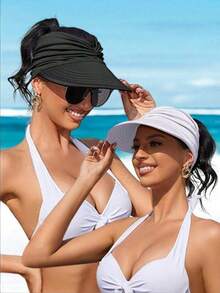1pc Women's Wide Brim Sun Hat, Summer UV Protection Hat UPF 50+, Beach Hat, Foldable Golf Sun Hat - A - View 1