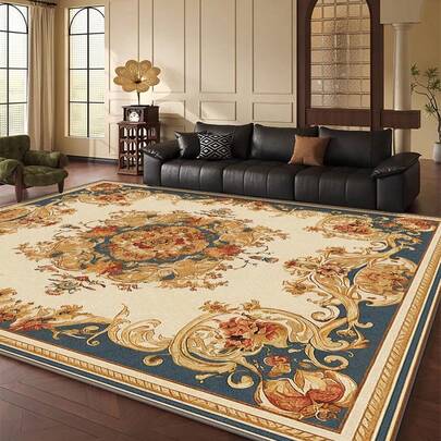 1pc European Palace Style Floral Pattern Carpet. Velvet Material, Weighs Around 850g, Thickness Around 0.6cm. The Carpet Is Wear-Resistant, Anti-Slip, And Easy To Clean. Available In Multiple Sizes. Suitable For Kitchen/Living Room/Dining Room/Bedroom/Balcony/Bathroom/Study And Other Scenarios. It Is The Perfect Choice For Home Decor.