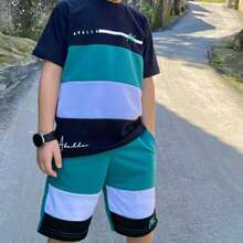 Conjunto Infantil Menino Verão Kit Duas Peças Com Short E Camiseta Premium - Verde - Visão 3