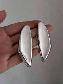 1 Pair Minimalist Geometric Metal Gold & Silver Earrings, Vintage Style Chunky Jewelry, Accessories Set Suitable Women's Daily Outfit Matching - Bông tai kim loại hình học - Xem 7