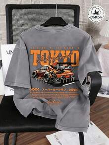 2026 Spring/Summer Racing Pattern Men's T-Shirt, Slightly Elastic Fit, Washed For A Vintage Look, Cotton Breathable Black Round Neck Short Sleeve T-Shirt, Daily Casual Streetwear T-Shirt, High-Quality Wax Printed Cotton Retro Fashion Brand T-Shirt, Men's T-Shirt, Beach Must-Have, Men's Summer T-Shirt, Holiday Gift, Perfect Gift, Graphic Tees Women,Graphic Tee,Shirts - 黑色 - 查看 8
