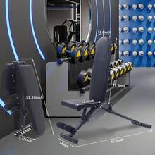 Strength Training Adjustable Weight Bench - Square Tube Style, Orange On the Side - View 3