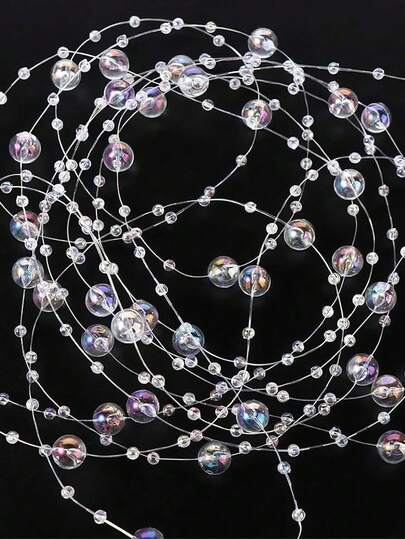 1卷 787英寸（2000厘米）/196英寸（500厘米）星空8+3鱼形串珠链 - 圆形仿珍珠质感，经久耐用，不易断裂，适用于婚礼捧花、新娘头饰、DIY项链和手链、胸花/装饰品、万圣节装饰、花环、生日装饰