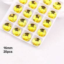 16mm, 20pcs/Pack, Flat Double-Hole Exquisite Glass Rhinestones, Round Shape, For Sewing Wedding Dresses, Handbags, Shoes Decoration, Jewelry Making Accessories - 16mm 20pcs - View 26