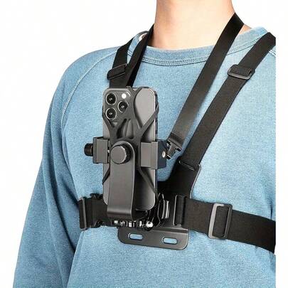 1 Universal Adjustable Chest Harness, Suitable For Cycling, Kayaking, Fishing, Skateboarding - Compatible With IPhone, Action Cameras, Perfect For First-Person Perspective / Video Blog Shooting. Made Of ABS Material, It Is An Ideal Choice For Outdoor Activities And Video Bloggers. Chest Harness | Adjustable Strap Design | Durable Rotating Phone Mount, Phone Lanyard