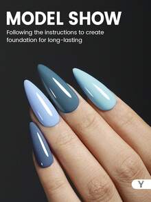 YOKEFELLOW 不含TPO和HEMA的蓝色凝胶指甲油套装，6瓶10毫升装，莫兰迪蓝色调，可卸UV/LED蓝色美甲凝胶指甲油套装，适合女性在家美甲沙龙使用，或作为2026年节日礼物 - 彩色 - 查看 4
