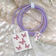 Butterfly Design Cable Protector Sleeve Compatible With Xiaomi 67W-90W/120W Charger, Anti-Fall Protective Case To Prevent Breakage - Clear - View 8