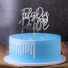 1pc/3pcs Acrylic "Feliz Dia Papa" Cake Topper, Father's Day Birthday Party Decor - Multicolor - View 3