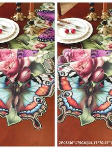 1 pièce Chemin de table en polyester, impression numérique 2D délicate avec motif lavande et papillon, ambiance fraîche de printemps/été, convient pour toutes les saisons, peut être utilisé comme décoration de table de cuisine/salle à manger, décoration de chambre, nappe rose, bureau, table basse, coiffeuse, set de table, tapis de pique-nique pour salon, chambre, jardin, intérieur/extérieur, mobilier d'extérieur, camping, villa, fête de famille, fête, décoration de mariage, disponible en plusieurs tailles - Multicolore - Voir 18