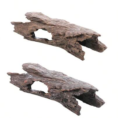 Aquarium Decor Artificial Tree Bark - Large Aquarium Decoration Air Bubble Tree Fish House Betta Hideaway Cave Buddha Temple Ruin Arch Betta Fish Accessories Reptile Shelter Decor, Turtle Tank Basking Platform Hiding Cave Breeding Nest Ornament
