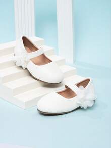 Zapatos de niña con cierre de gancho y bucle, estilo princesa, unicolor, nueva colección primavera 2026 - Blanco - Ver 2