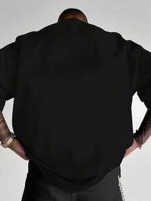 Camiseta con Estampado de Personajes, Camiseta de Moda Juvenil, Ropa de Verano para Hombre, Camiseta de Cuello Redondo con Hombros Ligeramente Caídos - Transpirable - Negro - Ver 2