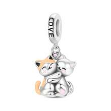 A Silver Plated Couple Series - Detachable Magnetic Cat Capybara Pendant Suitable For 3mm Bracelet Bracelet DIY Pendant, Ladies' Fashion Jewelry Holiday Birthday Gift - Multicolor - View 16