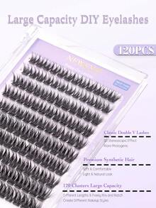 Neweye 120 Stück V-förmige, selbstklebende Wimpern, D-Krümmung, selbstklebende Wimpernbüschel, flauschig, 10-16 mm gemischt, einzelne selbstklebende DIY-Wimpernverlängerungen, klebefrei, Büschel-Wimpern, natürlich, fließend, Wimpernverlängerung, Geschenk für Frauen & Mädchen Make-up Tools - D - View 3