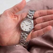 GUESS Women's Quartz Watch, Stainless Steel Band, Stainless Steel Case, Suitable For Everyday Wear, Parties And Other Occasions - GW0308L1 - White + Silver Strap - View 8