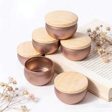 8pcs Rose Gold Blank Candle Jars With Wooden Lids - High Quality Containers Suitable For DIY Projects And Gifts - View 2