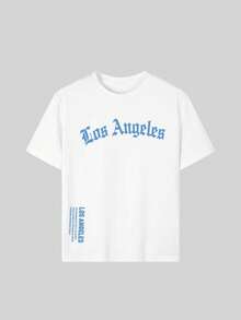 Tween Boy "Los Angeles" Motivational Slogan Print T-Shirt, & Fashionable Summer Top For Boys - White - View 4