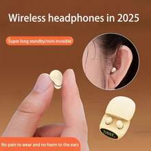 新款无线耳机，滑动式耳塞盖，男女通用迷你耳机，兼容所有智能手机，便携可穿戴 - 查看 3